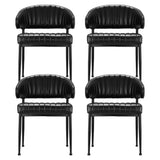 Artiss Dining Chairs Set of 4 Leather Hollow Armchair Black - Side View