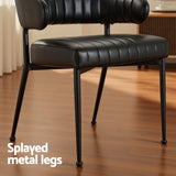 Artiss Dining Chairs Set of 4 Leather Hollow Armchair Black - Rear View