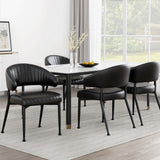 Artiss Dining Chairs Set of 4 Leather Hollow Armchair Black - Close-Up Angle