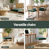 Artiss Dining Chairs Set of 4 Velvet Rattan Cantilever Green - 45-Degree Angle