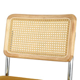 Artiss Dining Chairs Set of 2 Velvet Rattan Cantilever Yellow - Side View