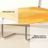 Artiss Dining Chairs Set of 2 Velvet Rattan Cantilever Yellow - Rear View