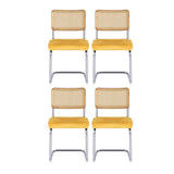 Artiss Dining Chairs Set of 4 Velvet Rattan Cantilever Yellow - Side View