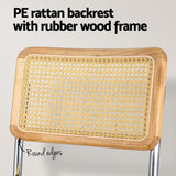 Artiss Dining Chairs Set of 4 Velvet Rattan Cantilever Yellow