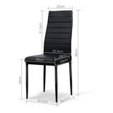 Artiss Dining Chairs Set of 4 Leather Channel Tufted Black - Front View