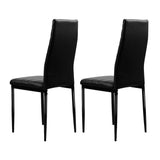 Artiss Dining Chairs Set of 4 Leather Channel Tufted Black - Side View