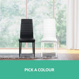 Artiss Dining Chairs Set of 4 Leather Channel Tufted Black - Rear View