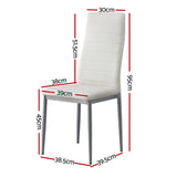 Artiss Dining Chairs Set of 4 Leather Channel Tufted White - Front View