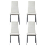 Artiss Dining Chairs Set of 4 Leather Channel Tufted White - Side View