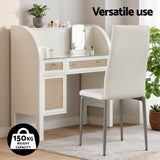 Artiss Dining Chairs Set of 4 Leather Channel Tufted White - 45-Degree Angle