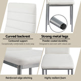 Artiss Dining Chairs Set of 4 Leather Channel Tufted White - Rear View
