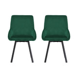 Artiss Dining Chairs Set of 2 Velvet Swivel Base Green - Side View