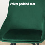 Artiss Dining Chairs Set of 2 Velvet Swivel Base Green - 45-Degree Angle