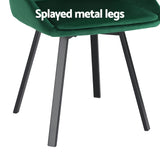 Artiss Dining Chairs Set of 2 Velvet Swivel Base Green - Rear View