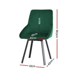 Artiss Dining Chairs Set of 4 Velvet Swivel Base Green - Front View