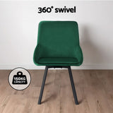 Artiss Dining Chairs Set of 4 Velvet Swivel Base Green - Top-Down View