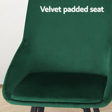 Artiss Dining Chairs Set of 4 Velvet Swivel Base Green - 45-Degree Angle