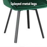 Artiss Dining Chairs Set of 4 Velvet Swivel Base Green - Rear View