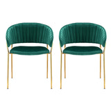 Artiss Dining Chairs Set of 2 Velvet Hollow Armchair Green - Side View