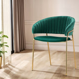 Artiss Dining Chairs Set of 2 Velvet Hollow Armchair Green - Close-Up Angle