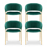 Artiss Dining Chairs Set of 4 Velvet Hollow Armchair Green - Side View