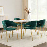 Artiss Dining Chairs Set of 4 Velvet Hollow Armchair Green - Close-Up Angle