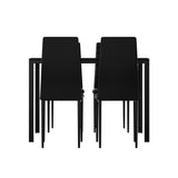 Artiss Dining Chairs and Table Dining Set 4 Chair Set Of 5 Black - Side View