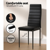 Artiss Dining Chairs and Table Dining Set 4 Chair Set Of 5 Black - 45-Degree Angle