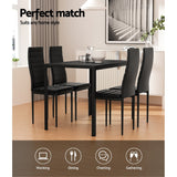 Artiss Dining Chairs and Table Dining Set 4 Chair Set Of 5 Black - Rear View