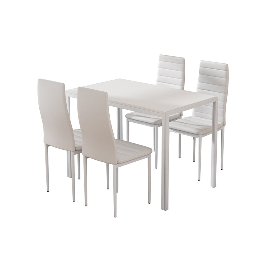 Artiss 5 piece white dining set with rectangular table and 4 chairs, image 7