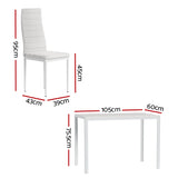 Artiss Dining Chairs and Table Dining Set 4 Chair Set Of 5 White - Front View