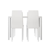 Artiss Dining Chairs and Table Dining Set 4 Chair Set Of 5 White - Side View
