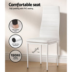 Artiss 5 piece white dining set with rectangular table and 4 chairs, image 5