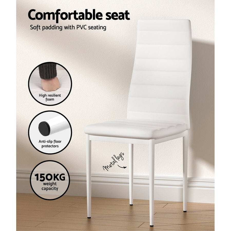 Artiss 5 piece white dining set with rectangular table and 4 chairs, image 5