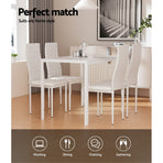 Artiss 5 piece white dining set with rectangular table and 4 chairs, image 6