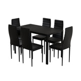 Artiss Dining Chairs and Table Dining Set 6 Chair Set Of 7 Black - Close-Up Angle