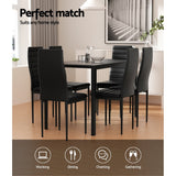 Artiss Dining Chairs and Table Dining Set 6 Chair Set Of 7 Black - Rear View