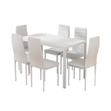 Artiss Dining Chairs and Table Dining Set 6 Chair Set Of 7 White - Close-Up Angle
