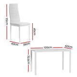 Artiss Dining Chairs and Table Dining Set 6 Chair Set Of 7 White - Front View
