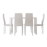 Artiss Dining Chairs and Table Dining Set 6 Chair Set Of 7 White - Side View