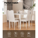 Artiss Dining Chairs and Table Dining Set 6 Chair Set Of 7 White - Rear View