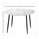 Artiss Dining Table Round Marble Effect 110CM - Front View