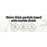 Artiss Dining Table Round Marble Effect 110CM - Side View