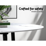 Artiss Dining Table Round Marble Effect 110CM - Top-Down View