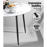 Artiss Dining Table Round Marble Effect 110CM - 45-Degree Angle