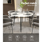 Artiss Dining Table Round Marble Effect 110CM - Close-Up Angle