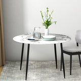 Artiss Dining Table Round Marble Effect 110CM - Low Angle