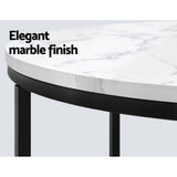 Artiss Coffee Table Round 70CM Marbel Effect - Side View