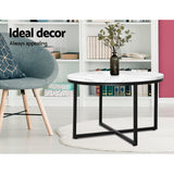 Artiss Coffee Table Round 70CM Marbel Effect - 45-Degree Angle