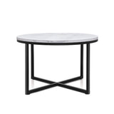 Artiss Coffee Table Round 70CM Marbel Effect - Low Angle